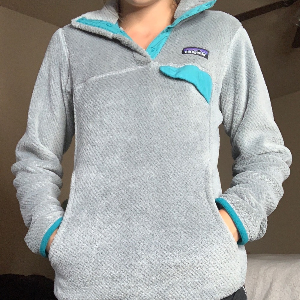 Grey and Turquoise Patagonia Jacket